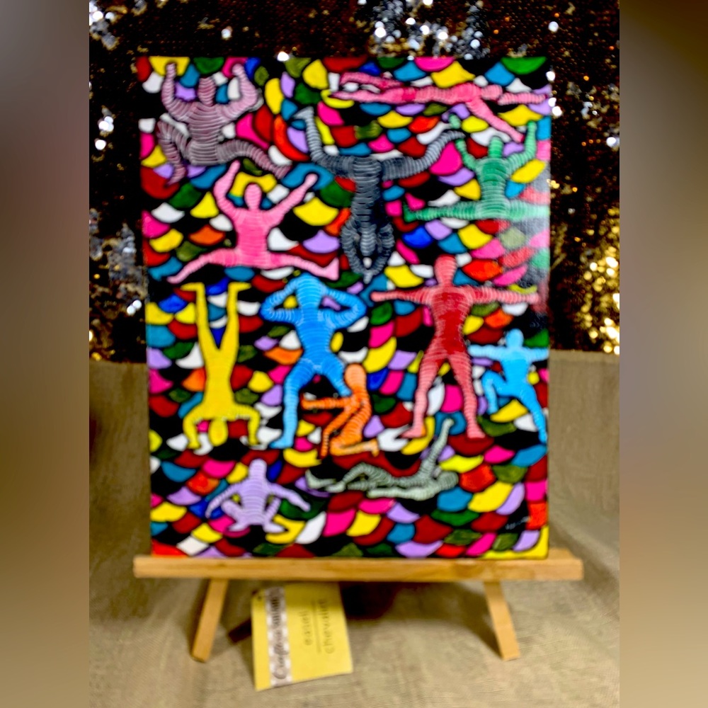 Original Mini Artwork on Wooden Easel